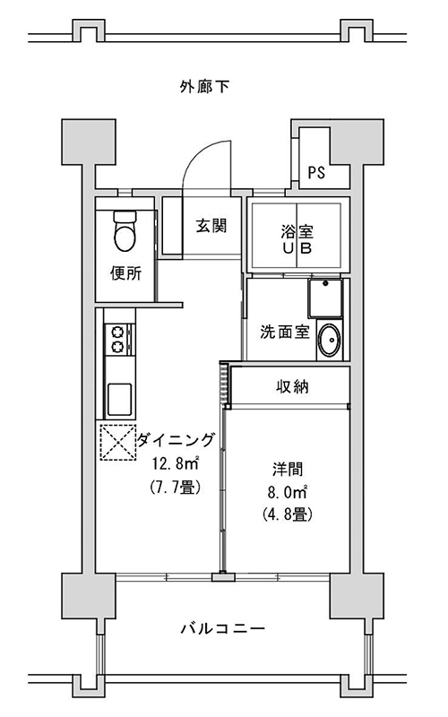 1DK間取り図