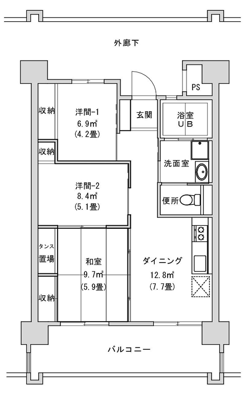 3DK間取り図